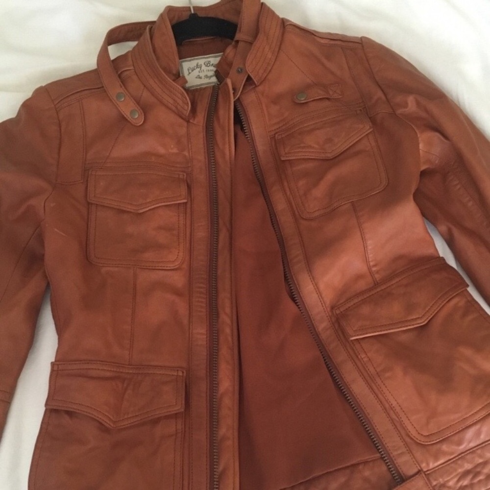 Lucky Brand Endless Leather Jacket in Cognac